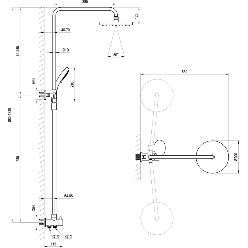 Ravak X07P232 - Brusesæt i poleret krom