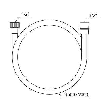 Ravak X07P568 - bruserslange i plast, 150 cm, sort
