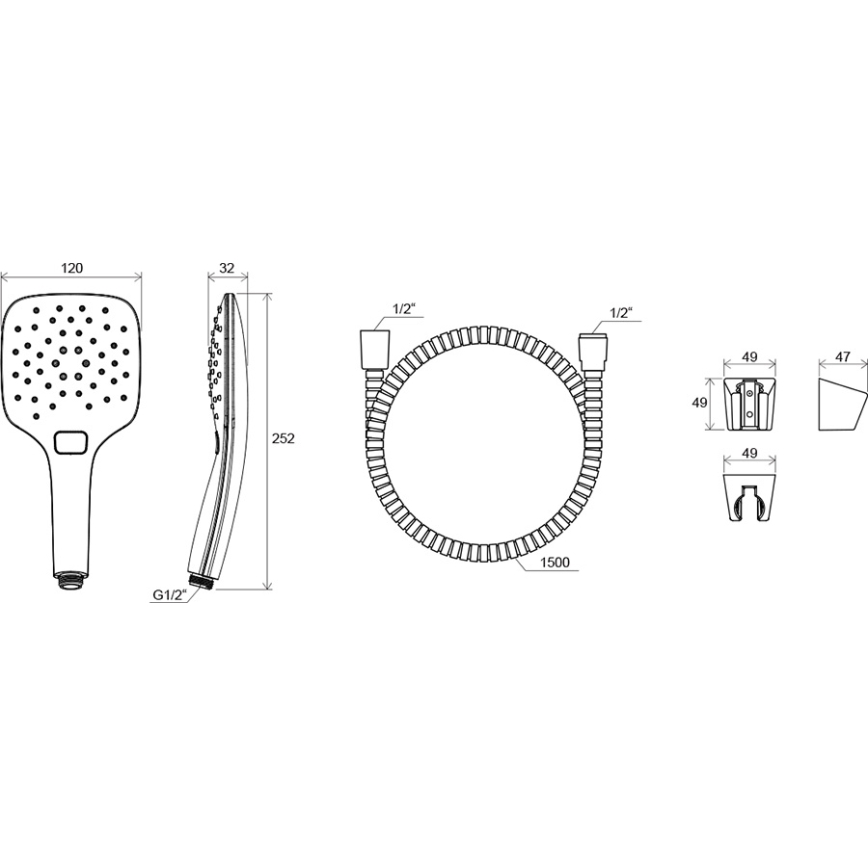 Ravak X07S010 - Brusesæt i blank krom