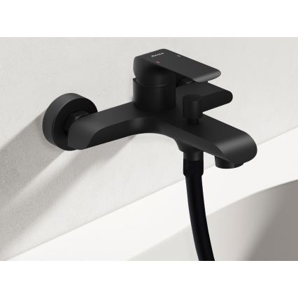 Ravak X07S114 - Badekarsæt med FLAT-batteri, mat sort
