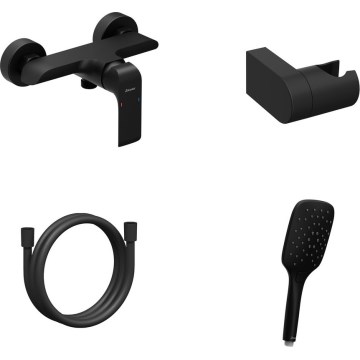 Ravak X07S116 - Brusesæt med brusebatteri FLAT mat sort