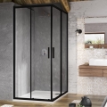 Ravak X1LM70300Z1 - BLIX SLIM hjørnebrusekabine, 4-delt, 90x90 cm, sort