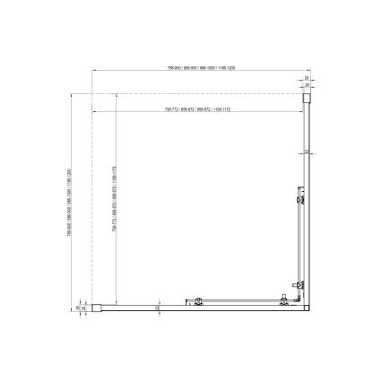 Ravak X1LM70300Z1 - BLIX SLIM hjørnebrusekabine, 4-delt, 90x90 cm, sort