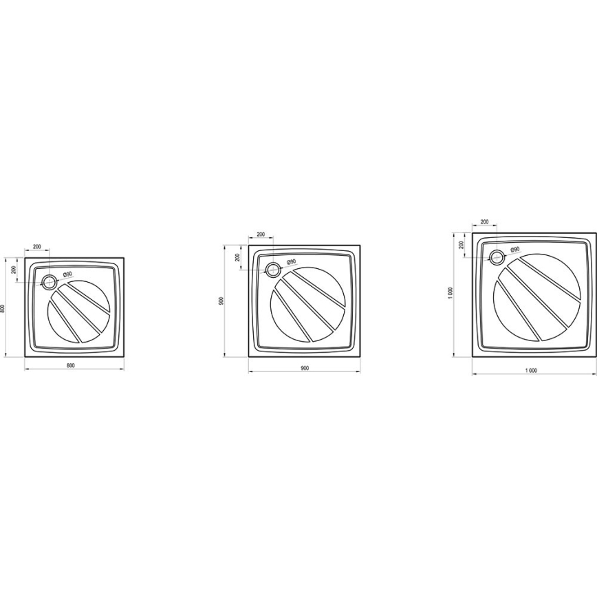 Ravak XA037701010 - kvadratisk brusebund PERSEUS 90x90 cm hvid