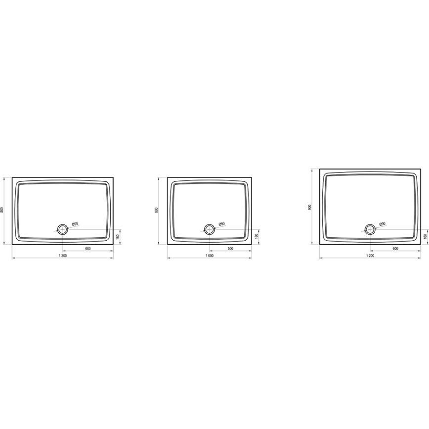 Ravak XA03G711010 - Rektangulær brusebund GIGANT 90x120 cm hvid