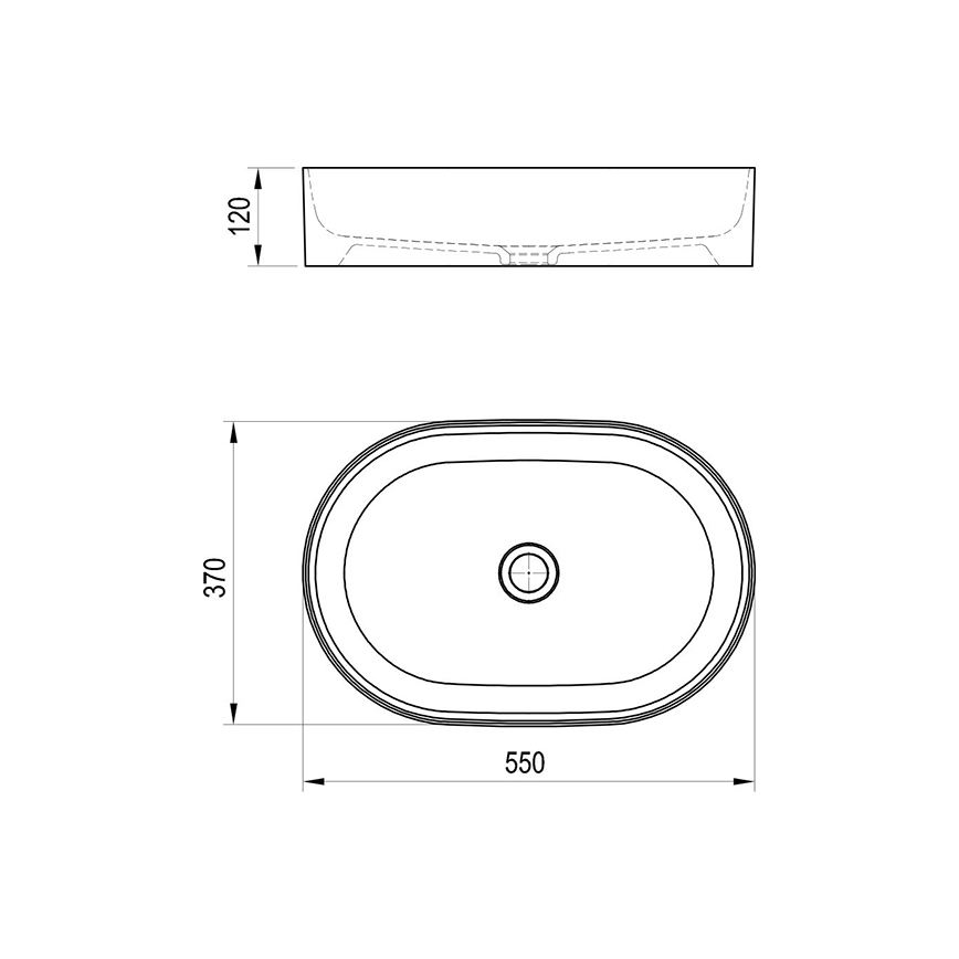 Ravak XJX01155001 - Håndvask til bordplade CERAMIC SLIM 55x37 cm keramik/hvid
