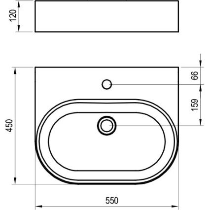 Ravak XJX01155004 - Håndvask til bordplade CERAMIC SLIM 55x45 cm keramik/hvid