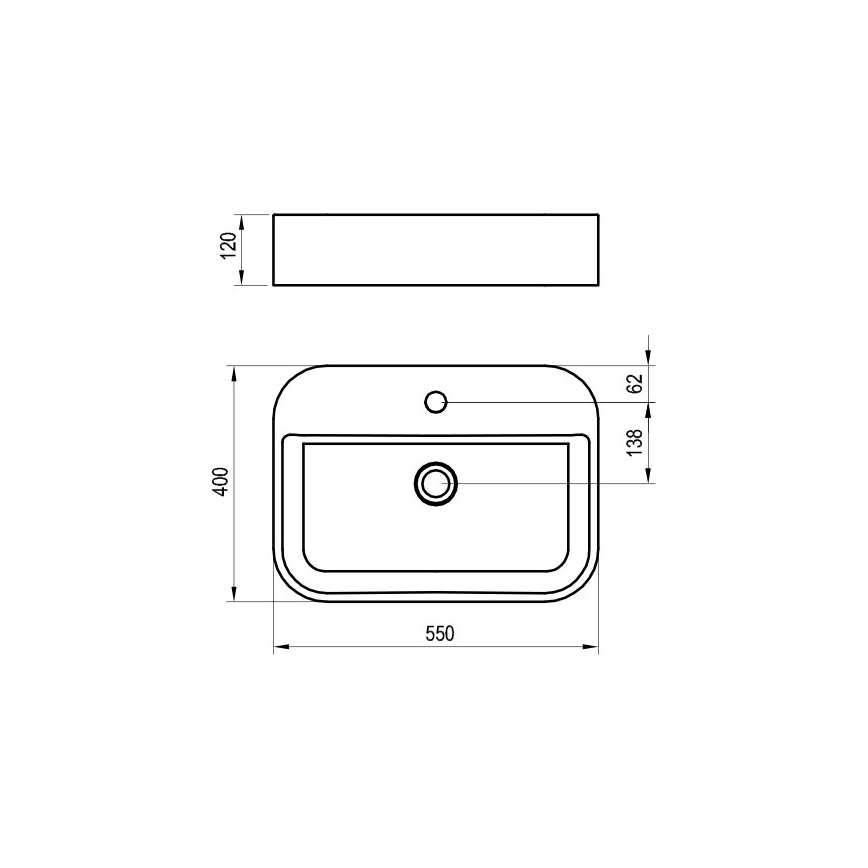 Ravak XJX01155005 - Vask til bordplade CERAMIC SLIM 55x40 cm keramik/hvid