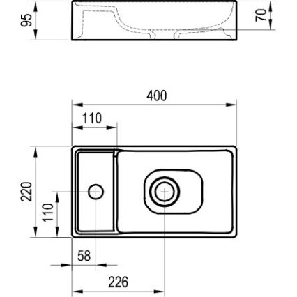 Ravak XJX01240000 - Vask til bordplade VEDA SLIM 40 x 22 cm keramisk/hvid