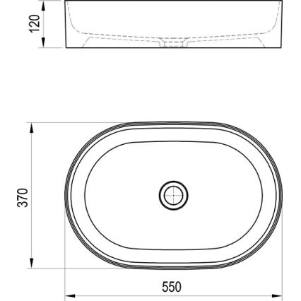Ravak XJX0D155000 - Påbygningsvask CERAMIC SLIM 55 x 37 cm, keramik/sort
