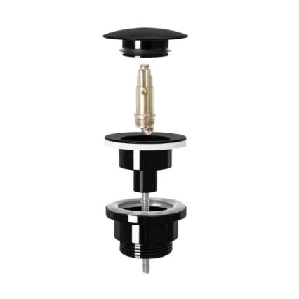 REA-A4100 - CLICK-CLACK bundventil til håndvask, Ø 6,4 cm, højglans sort