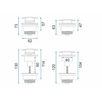 REA-A4100 - CLICK-CLACK bundventil til håndvask, Ø 6,4 cm, højglans sort