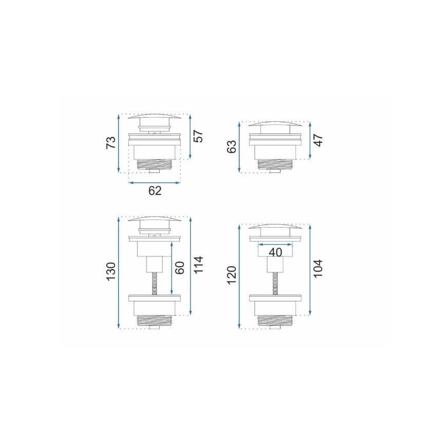 REA-A4100 - CLICK-CLACK bundventil til håndvask, Ø 6,4 cm, højglans sort