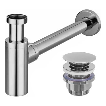 REA-A5693 - Vaskesifon med CLICK-CLACK bundventil Ø 6,4 cm blank krom