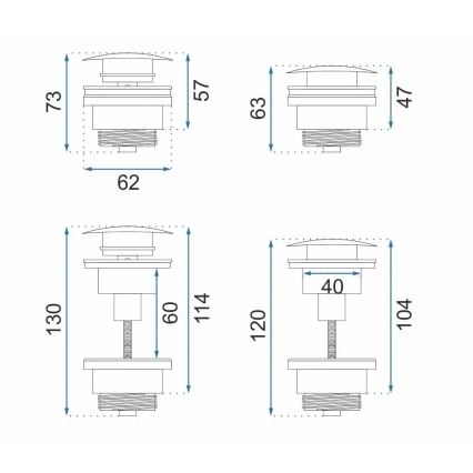 REA-A8110 - CLICK-CLACK bundventil til håndvask Ø 6,4 cm, guldfarvet