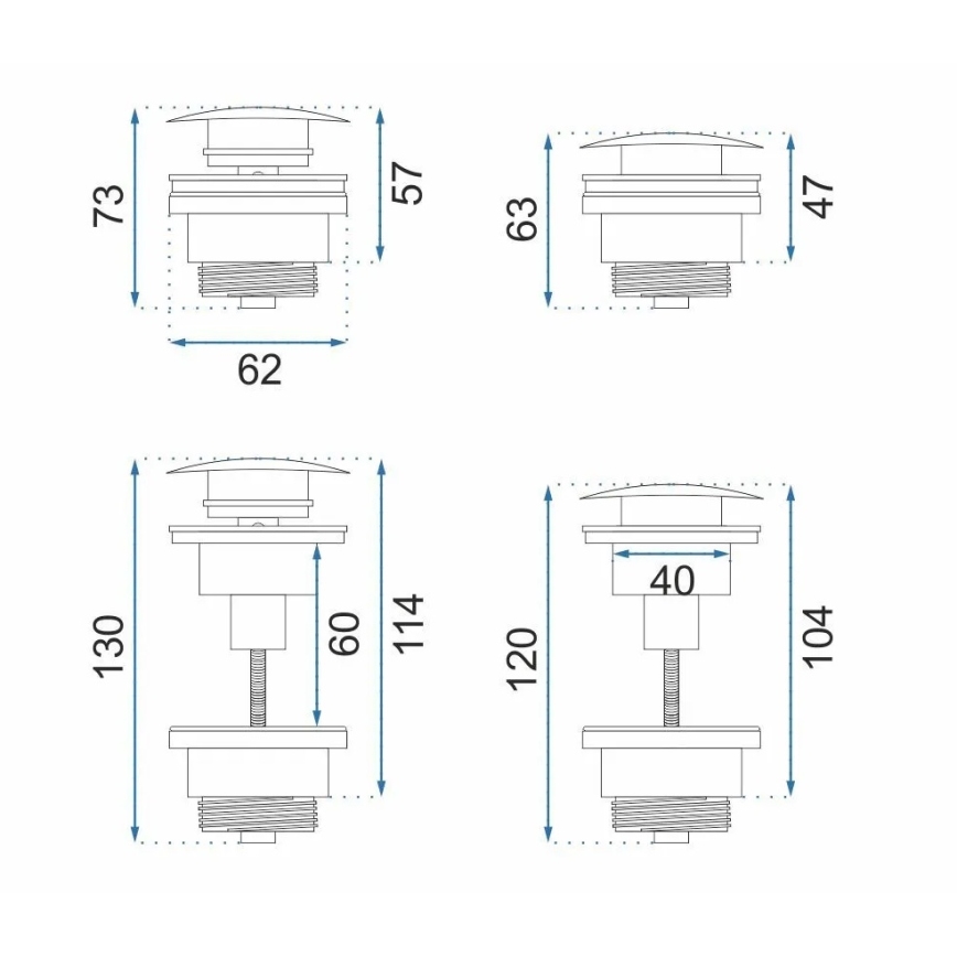 REA-A8110 - CLICK-CLACK bundventil til håndvask Ø 6,4 cm, guldfarvet