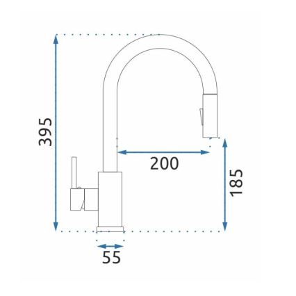 REA-B0669 - Køkkenarmatur med udtrækbar bruser FRESH 39,5 cm guld