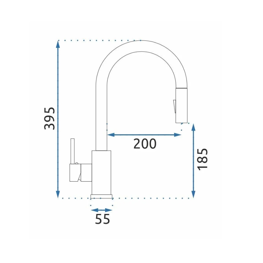 REA-B0669 - Køkkenarmatur med udtrækbar bruser FRESH 39,5 cm guld
