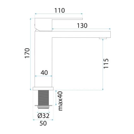 REA-B0976 - Håndvaskarmatur ARLO 17 cm i børstet guld