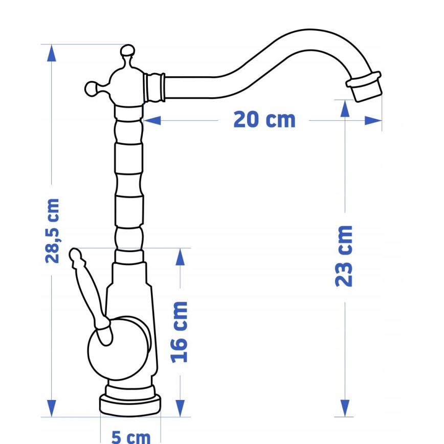 REA-B2150 - BONA håndvaskarmatur, 28,5 cm, børstet guld