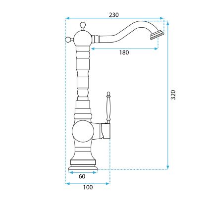 REA-B2500 - Håndvaskarmatur VENICE 32 cm i børstet guld