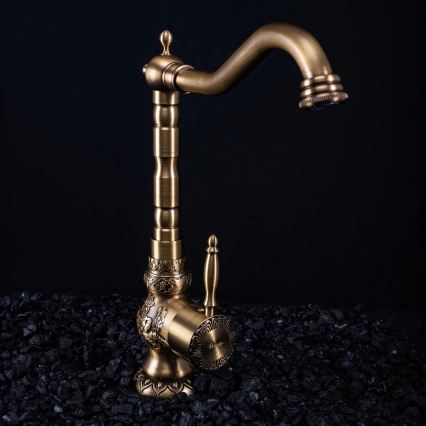 REA-B2500 - Håndvaskarmatur VENICE RETRO 32 cm børstet guld