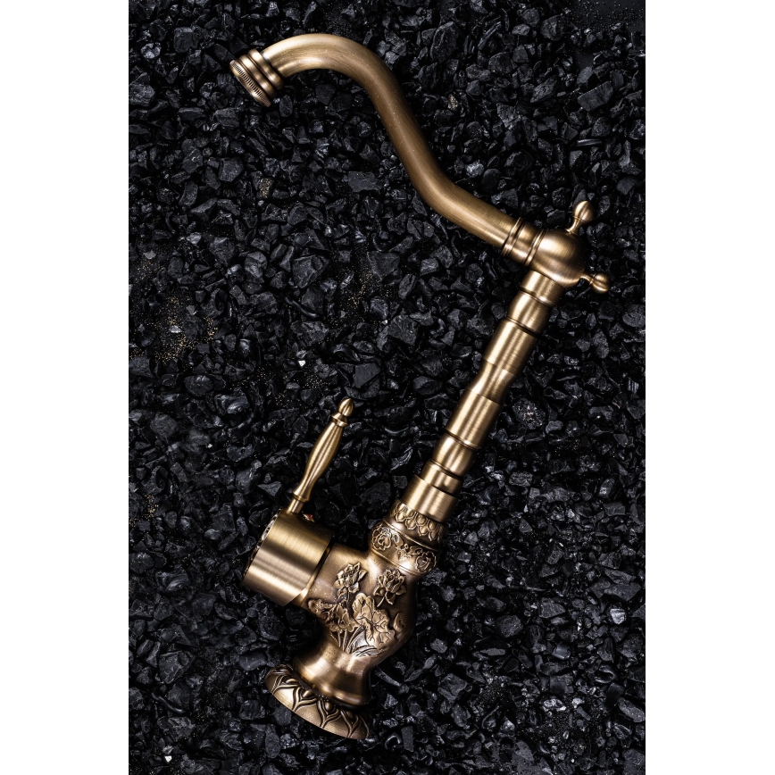 REA-B2500 - Håndvaskarmatur VENICE RETRO 32 cm børstet guld