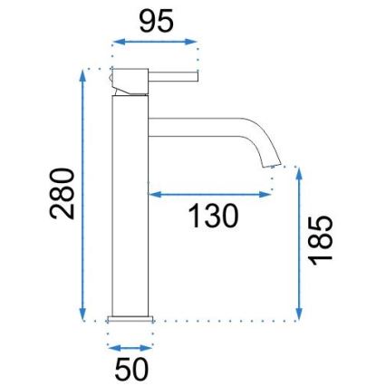 REA-B4104 - Håndvaskarmatur LUNGO 28 cm poleret krom