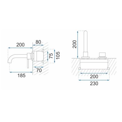 REA-B4109 - Indbygningsarmatur til håndvask LUNGO, børstet guld