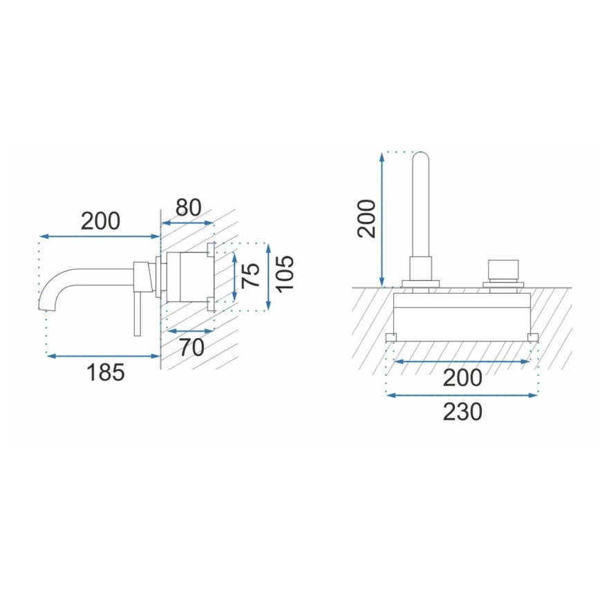 REA-B4109 - Indbygningsarmatur til håndvask LUNGO, børstet guld