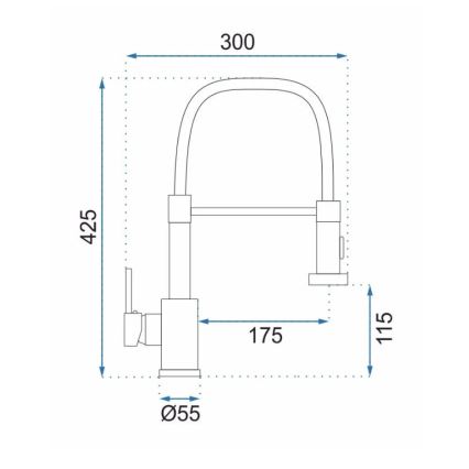 REA-B4821 - Køkkenbatteri med udtrækbar bruser COLIN 42,5 cm børstet guld