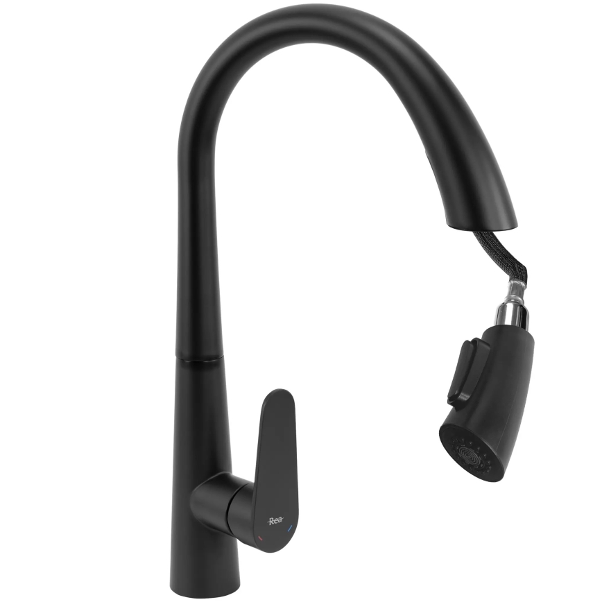 REA-B5313 - Køkkenarmatur med udtrækbar bruser ROSS 43 cm sort