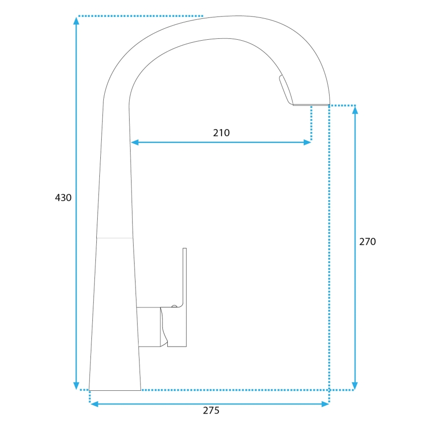 REA-B5313 - Køkkenarmatur med udtrækbar bruser ROSS 43 cm sort
