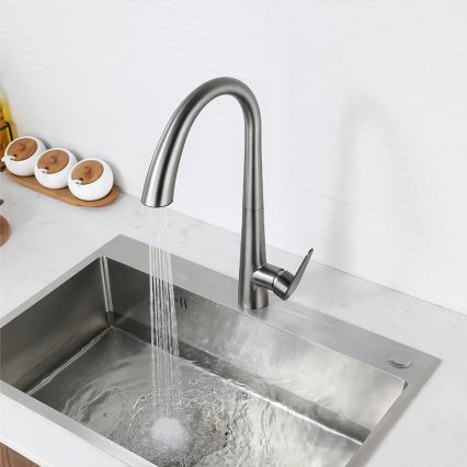 REA-B5314 - Køkkenarmatur med udtrækbar bruser ROSS, 43 cm, nikkel