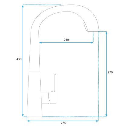 REA-B5314 - Køkkenarmatur med udtrækbar bruser ROSS, 43 cm, nikkel