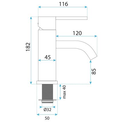 REA-B5504 - Håndvaskarmatur ONTARIO 17,5 cm sort