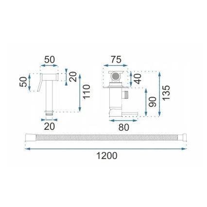 REA-B6311 - Bidetarmatur med bidetbruser til indbygget installation LUNGO børstet guld