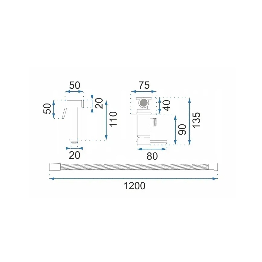 REA-B6311 - Bidetarmatur med bidetbruser til indbygget installation LUNGO børstet guld