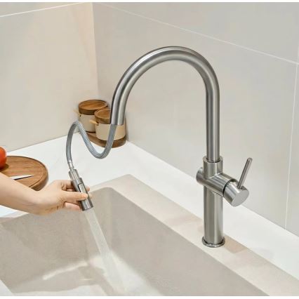 REA-B6330 - Køkkenarmatur med udtrækbar bruser FRESH, 45 cm, nikkel