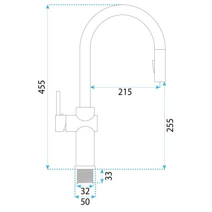 REA-B6330 - Køkkenarmatur med udtrækbar bruser FRESH, 45 cm, nikkel