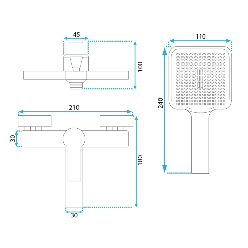 REA-B6414 - Badekarsæt med blandingsbatteri ARGUS i børstet guld