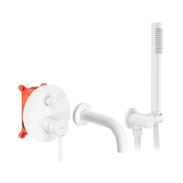 REA-B6440 - Badekarsæt med indbygget blandingsbatteri LUNGO mat hvid