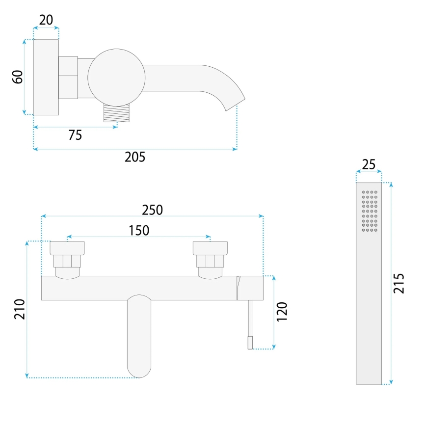 REA-B6447 - Badekarsæt LUNGO DIAMOND poleret krom