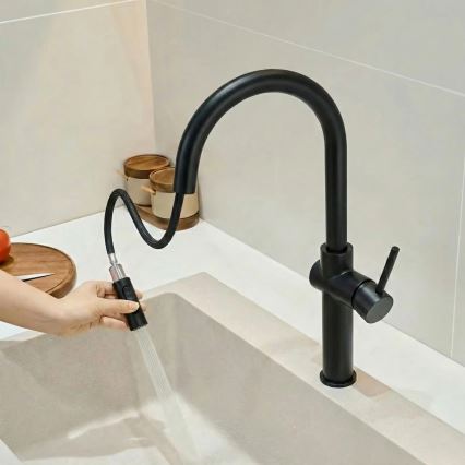 REA-B7200 - Køkkenarmatur med udtrækbar bruser FRESH 45 cm sort