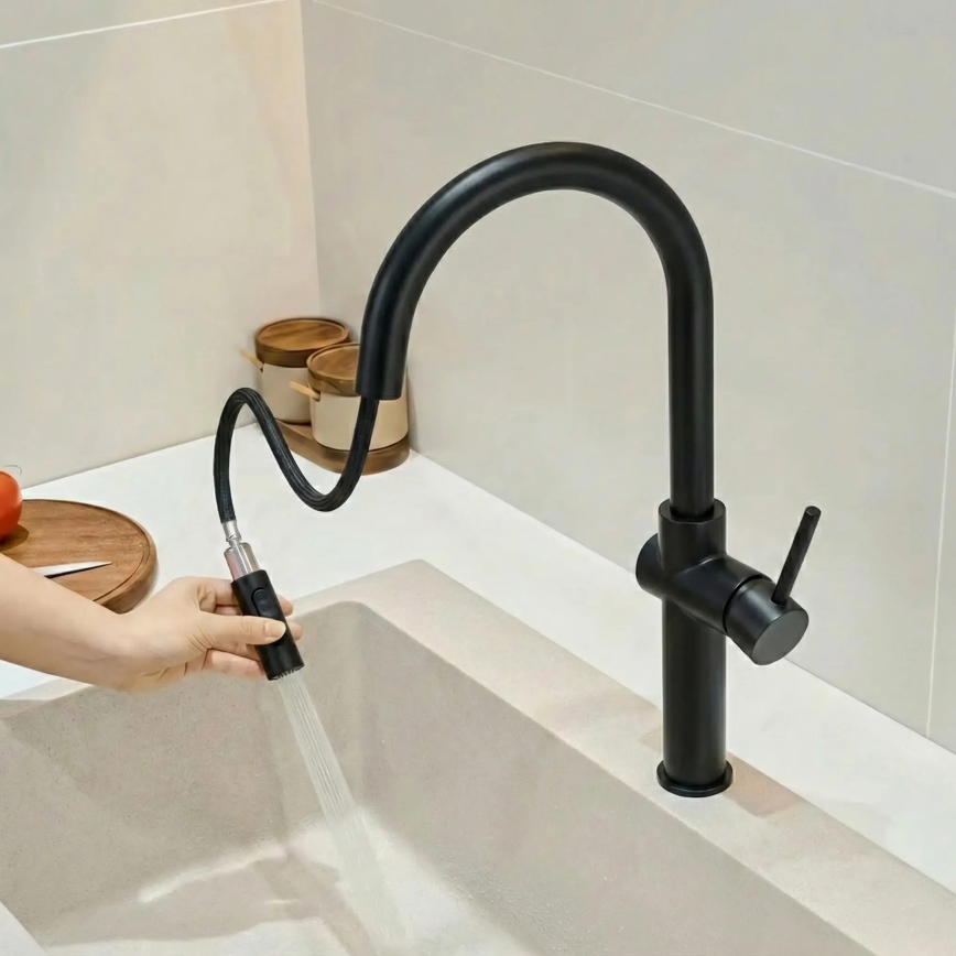 REA-B7200 - Køkkenarmatur med udtrækbar bruser FRESH 45 cm sort