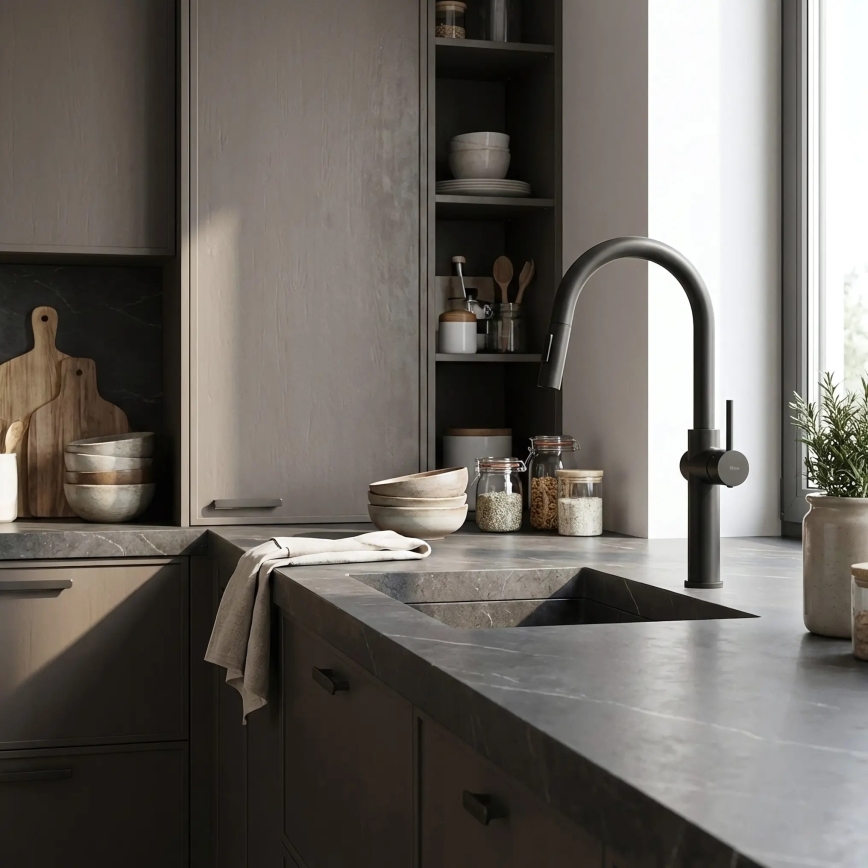 REA-B7200 - Køkkenarmatur med udtrækbar bruser FRESH 45 cm sort