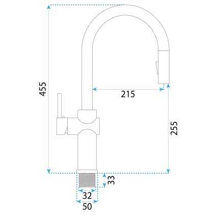 REA-B7200 - Køkkenarmatur med udtrækbar bruser FRESH 45 cm sort