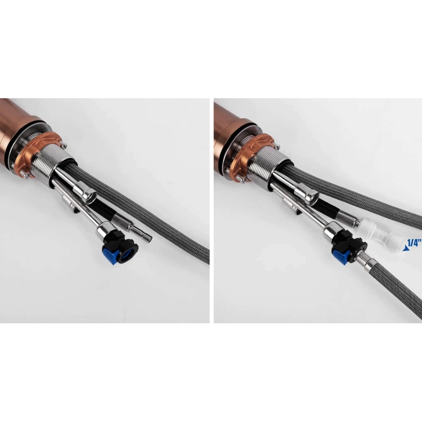 REA-B7436 - Køkkenarmatur med udtrækbar bruser og filtrering ECO FRESH 37,5 cm i kobber