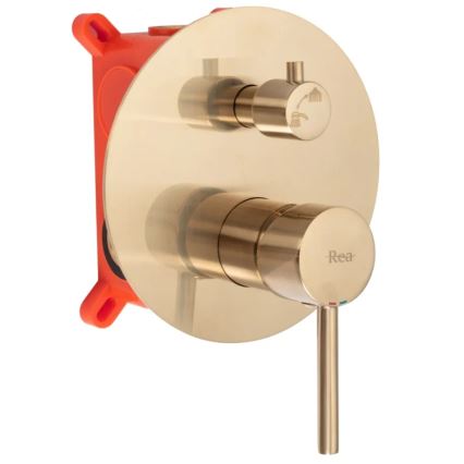 REA-B7503 - Badekarssæt med indbygget vægbatteri LUNGO i børstet guld