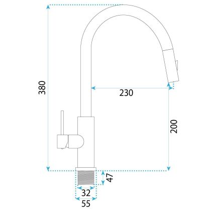 REA-B7574 - Køkkenarmatur med udtrækbar bruser ONTARIO 38 cm titan